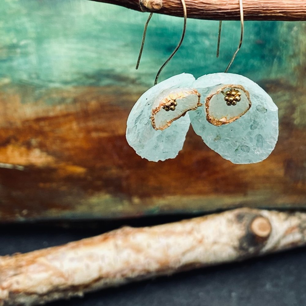 Matana artisan made oval blue earrings gift idea - Picture 7 of 7